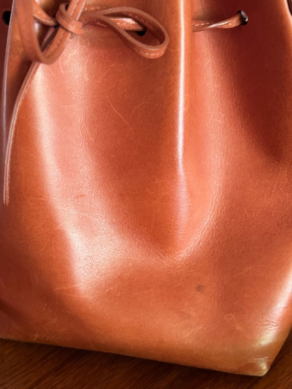 Mansur Graviel Bucket Bag - Veg Tanned with blue leather interior - Picture 3 of 7